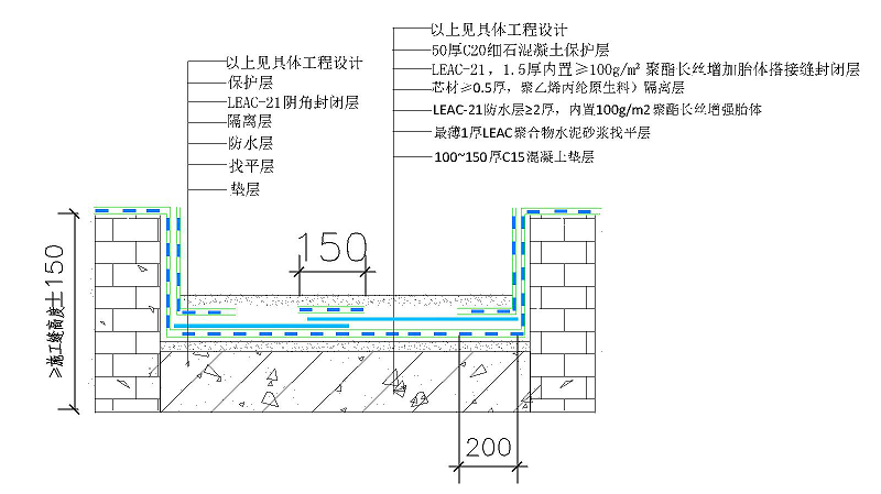 隔離層防水節點(diǎn)做法中核leac
